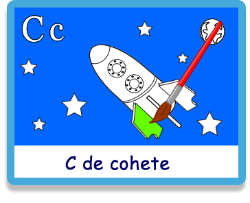 Cohete - Letra c - Colorear - Juegos educativos en español, JuegosArcoiris
