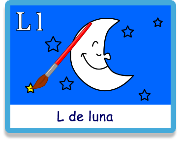 Luna - Letra l - Colorear - Juegos educativos en español, JuegosArcoiris