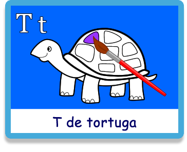 Tortuga - Letra t - Colorear - Juegos educativos en español, JuegosArcoiris