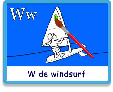 Windsurf - Letra w - Colorear - Juegos educativos en español, JuegosArcoiris