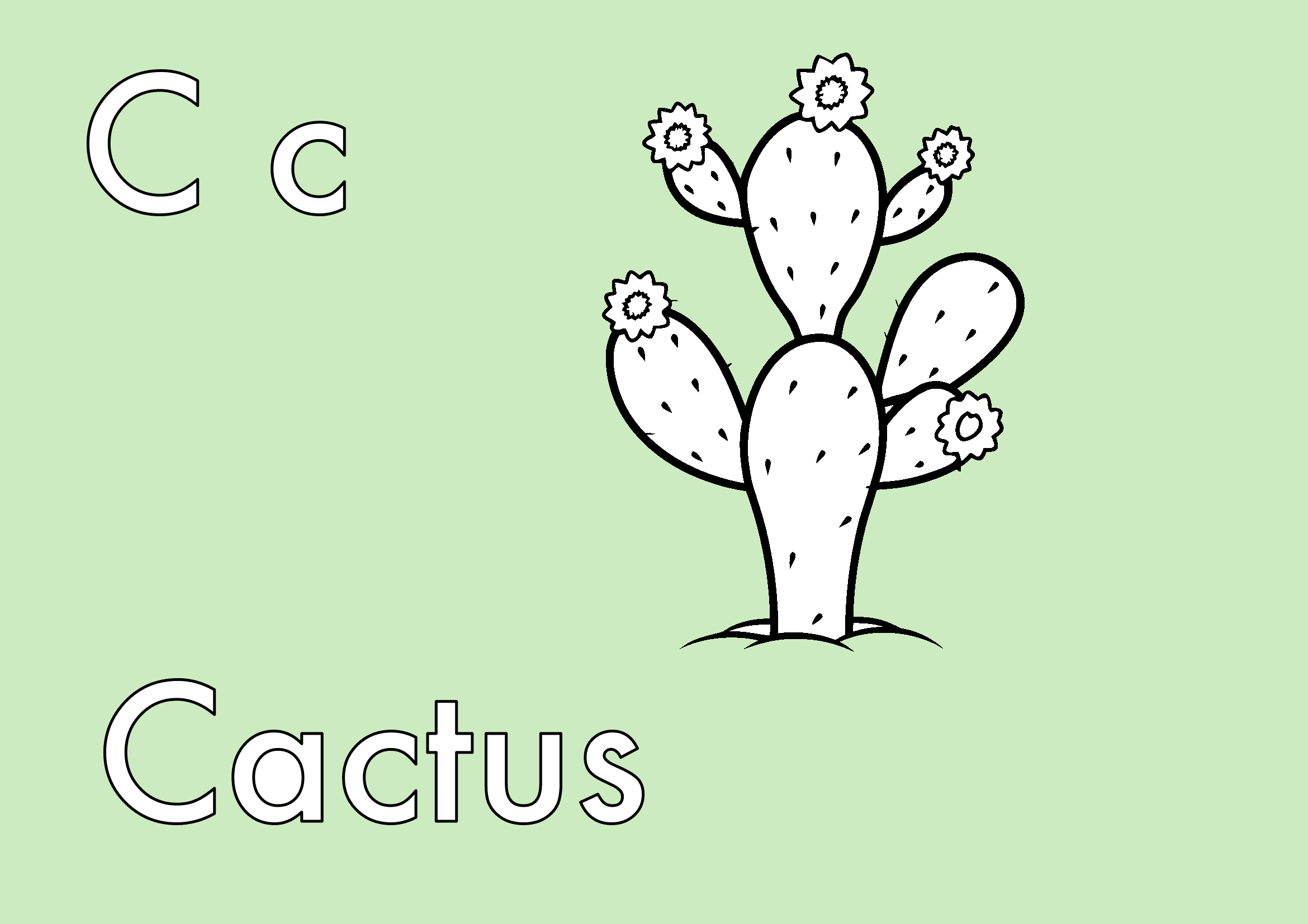 Dibujo de Letra C de Cactus (Nopal) de México para colorear