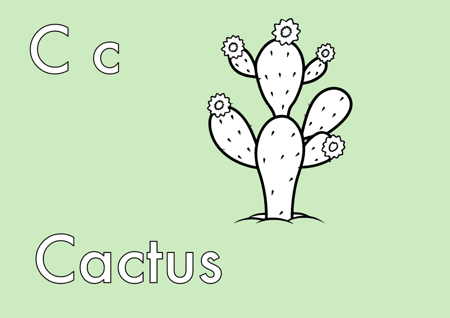 Dibujo de Letra C de Cactus (Nopal) de México para colorear