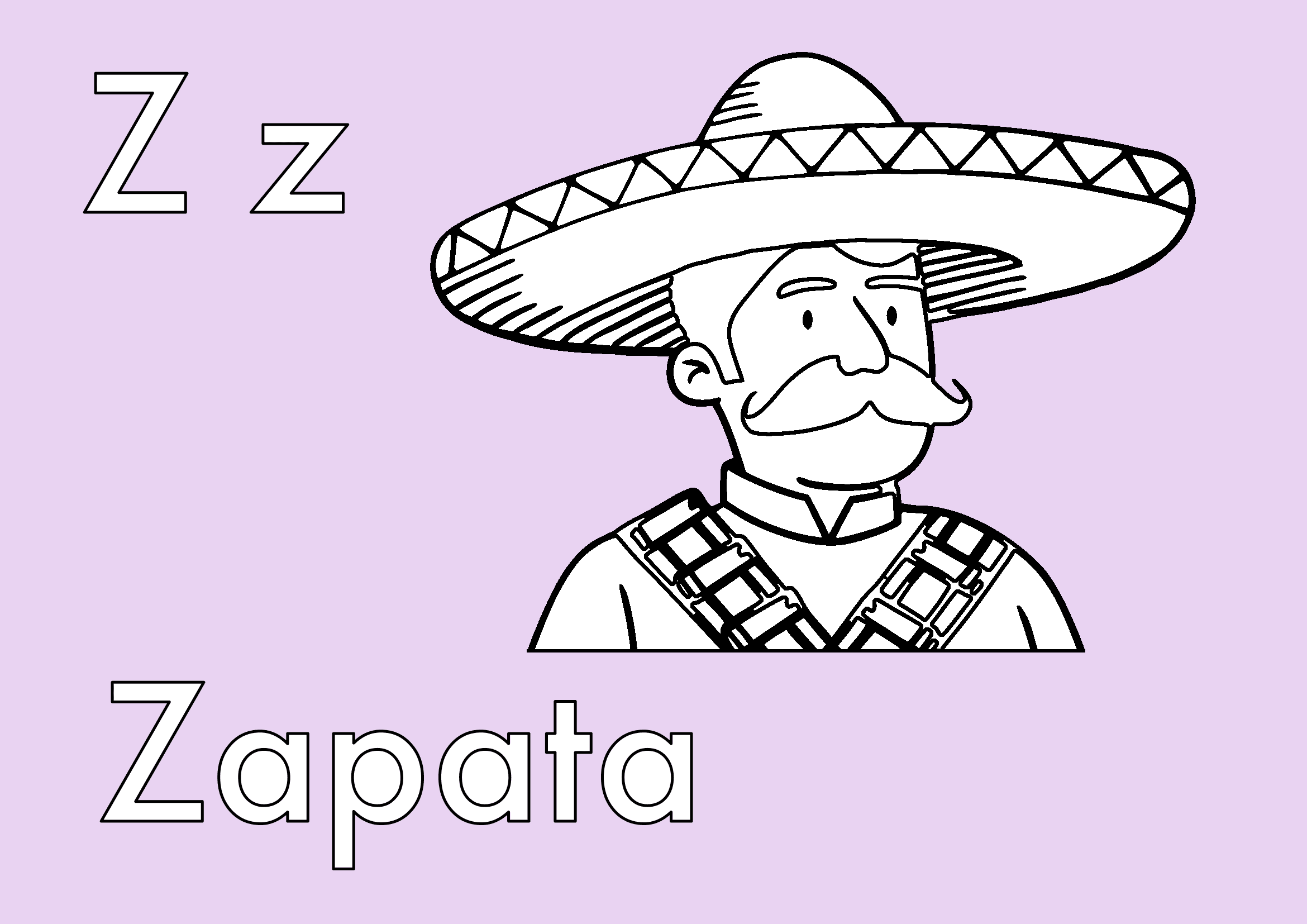 Dibujo de Letra Z de Zapata para colorear