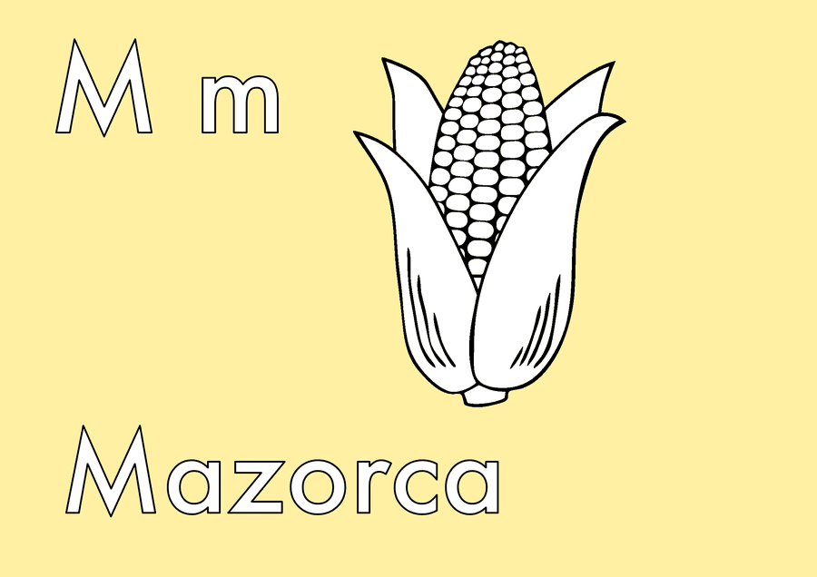 Dibujo de Letra M de Mazorca de Maíz para colorear
