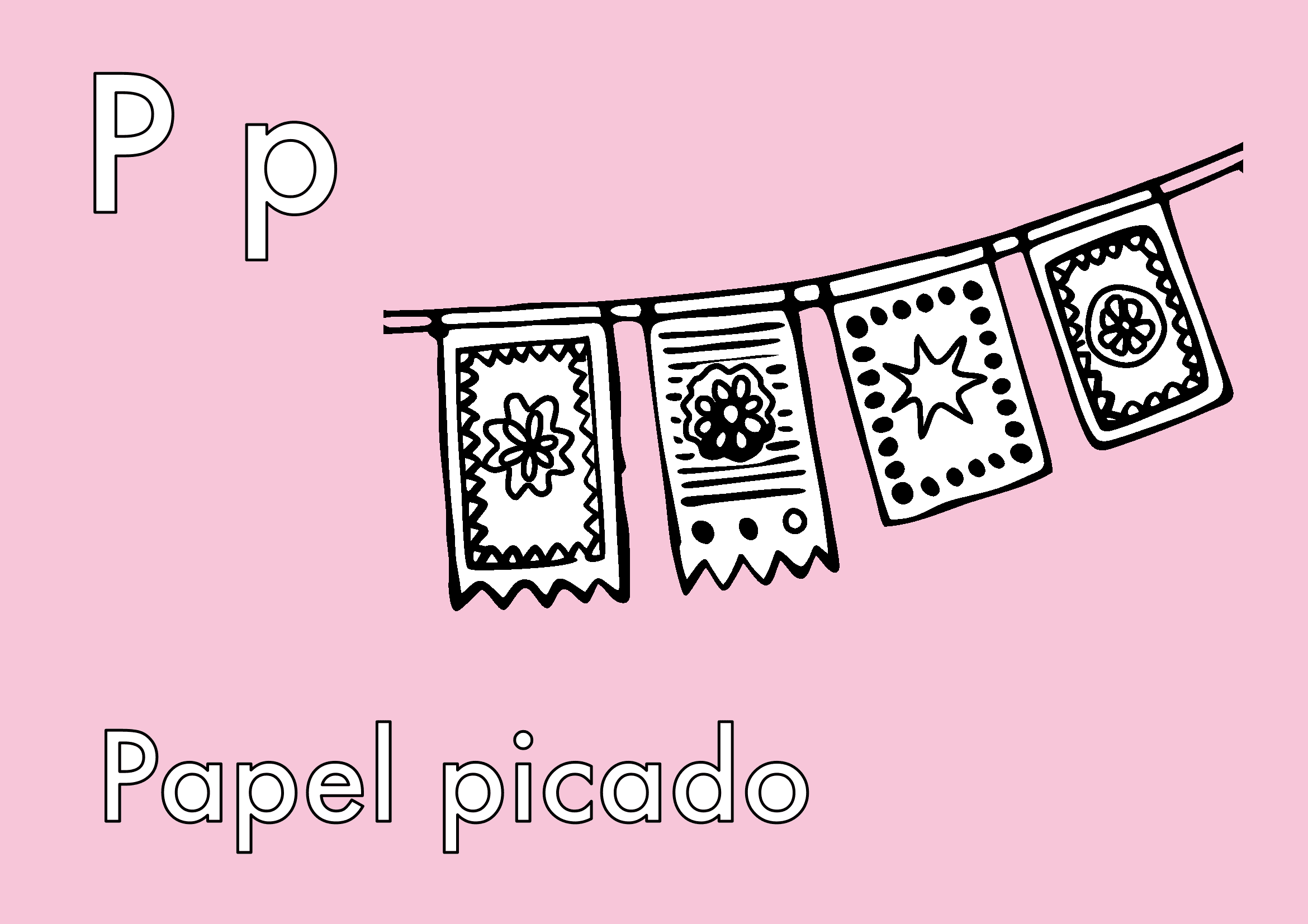 Dibujo de Papel Picado Mexicano para colorear
