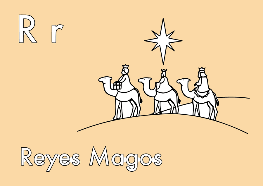 Dibujo de Reyes Magos de Navidad para colorear
