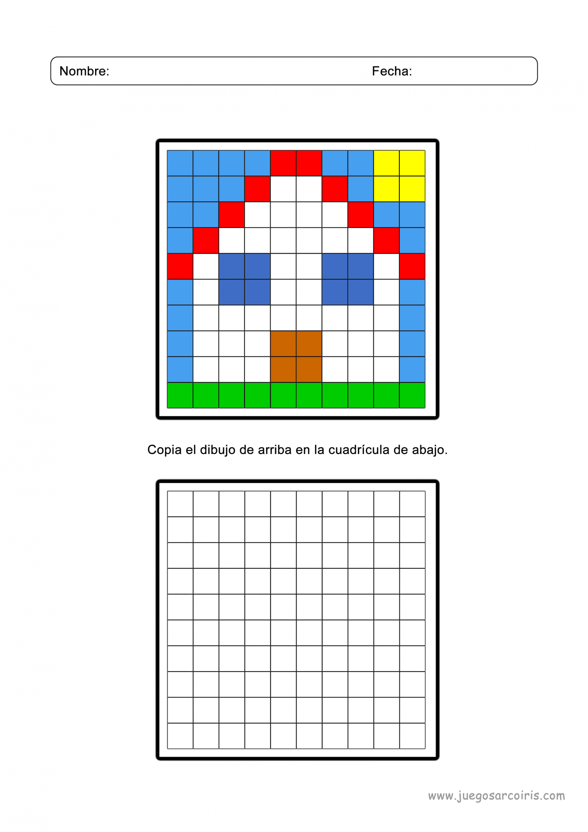 Juegos Arcoiris – Actividades | Dibujo en cuadrícula de una casa - Juegos Arcoiris - Actividades